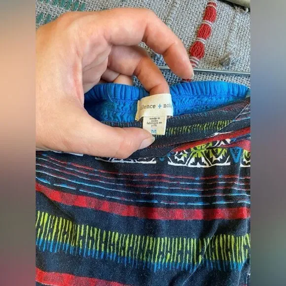 Silence & Noise, Blue Strapless Mini with Boho Print across edges, Size M - Picture 8 of 9